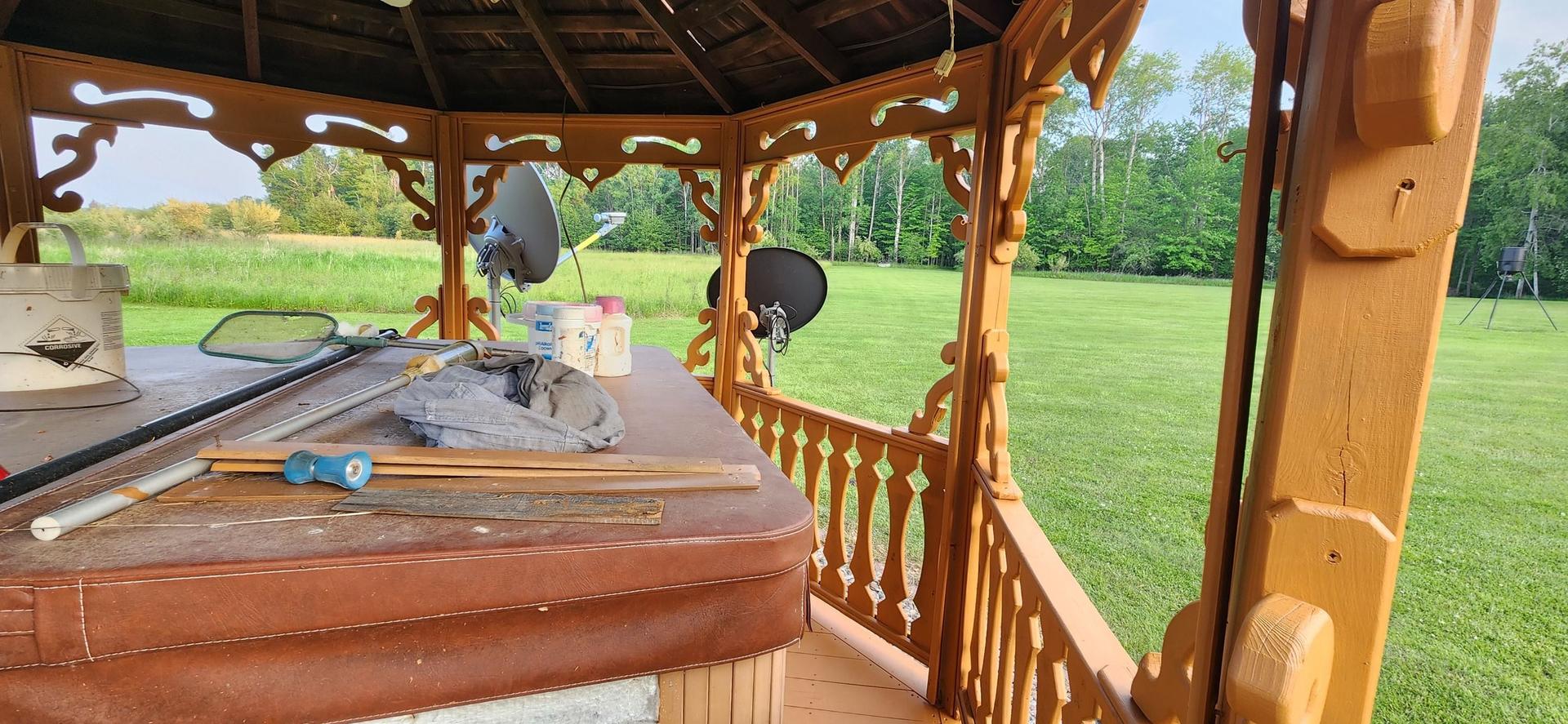 Freshly cleaned decks and gazebo after power washing in Prescott, MI