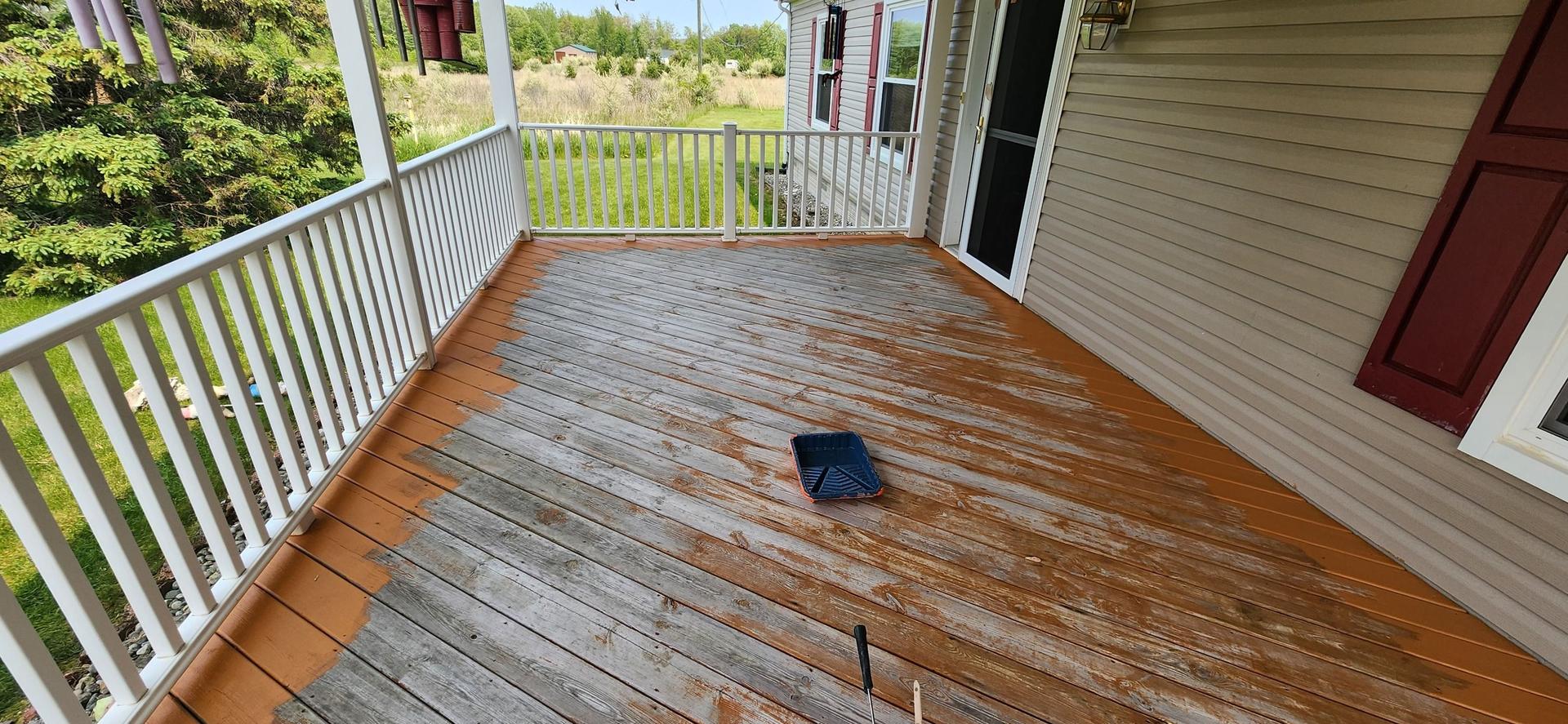 Freshly cleaned decks and gazebo after power washing in Prescott, MI