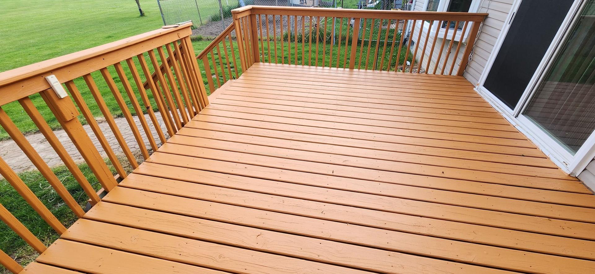 Freshly cleaned decks and gazebo after power washing in Prescott, MI