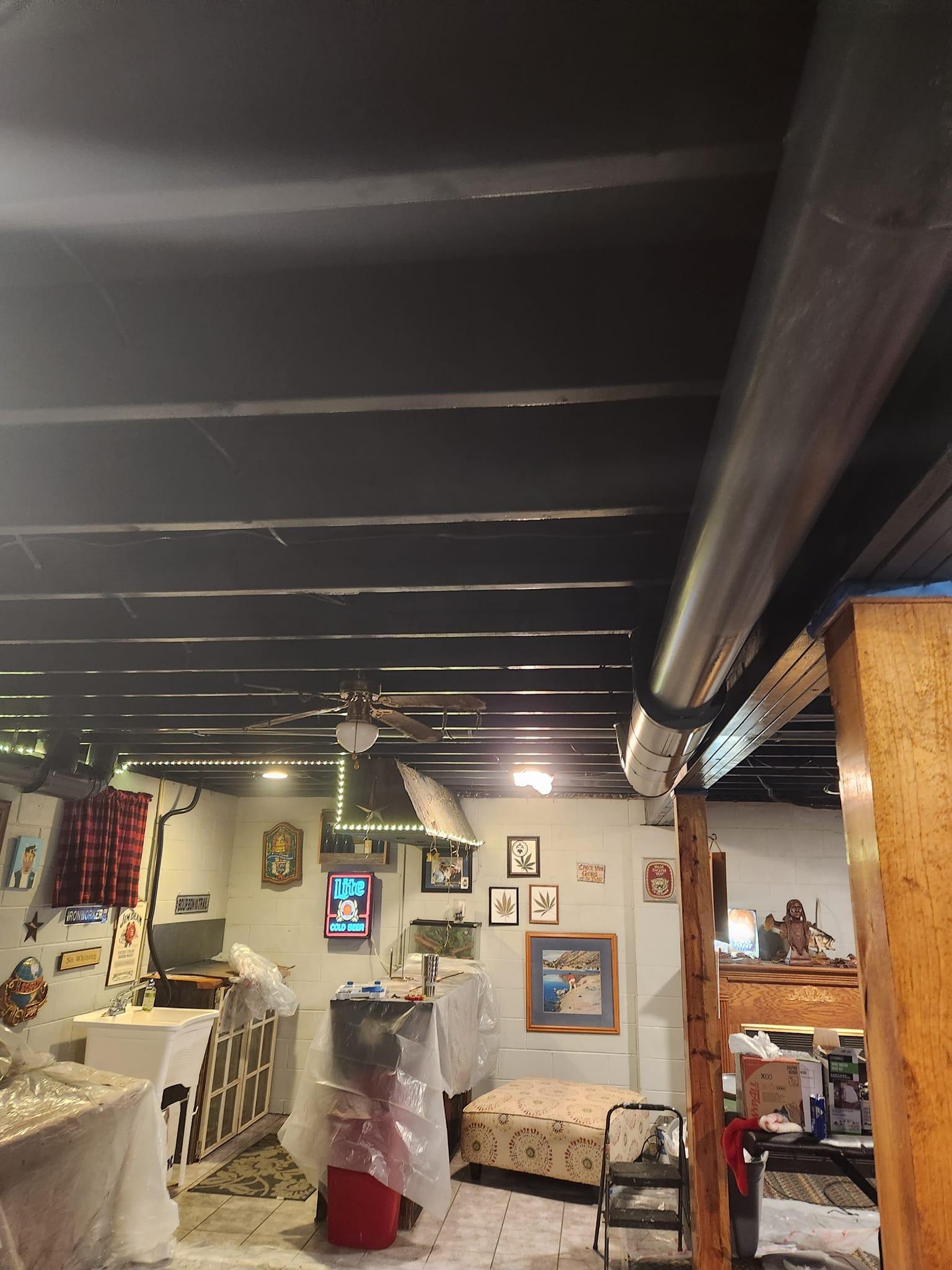 Black Basement Ceiling Painting — Omer, MI
