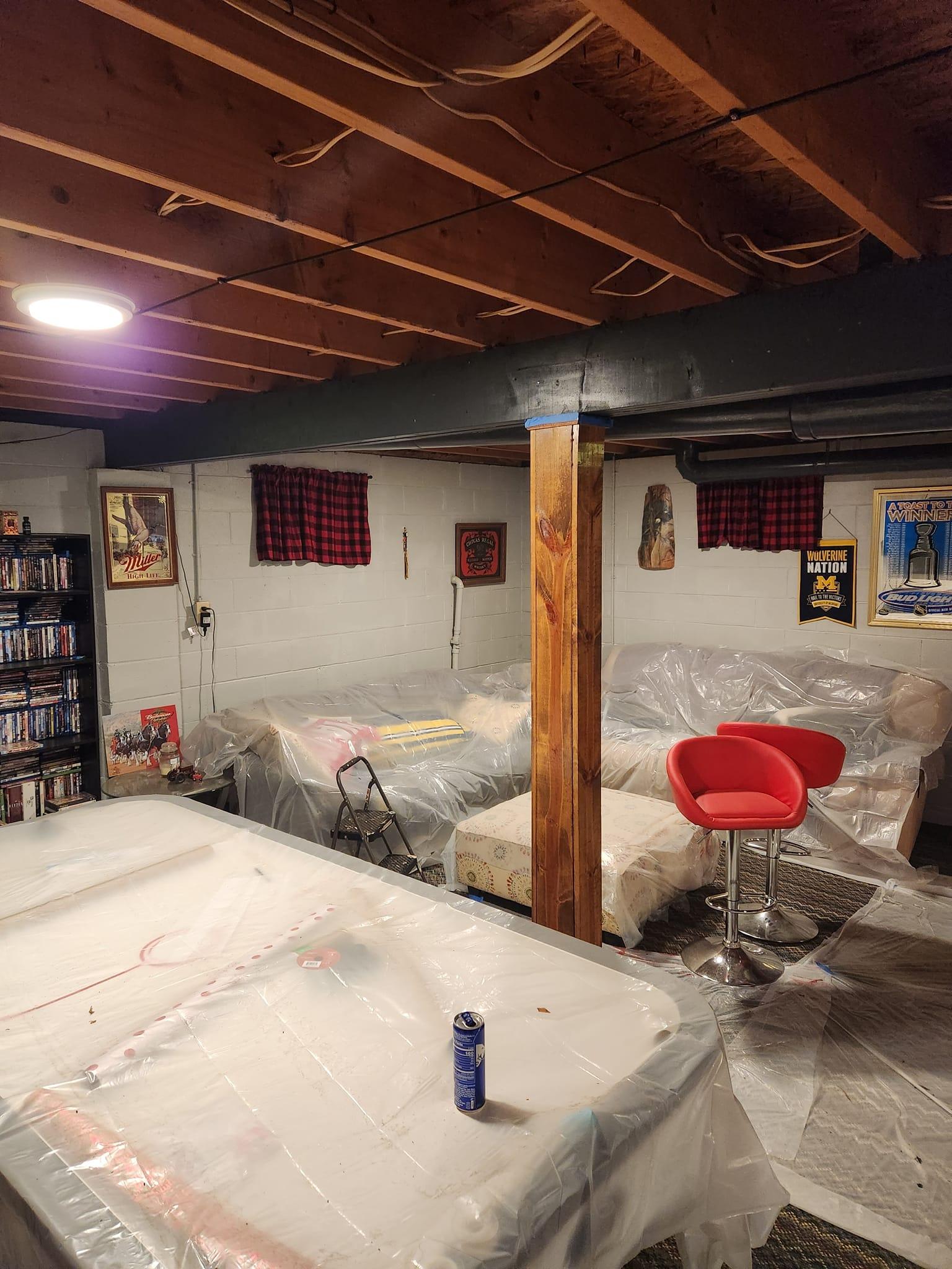 Black Basement Ceiling Painting — Omer, MI