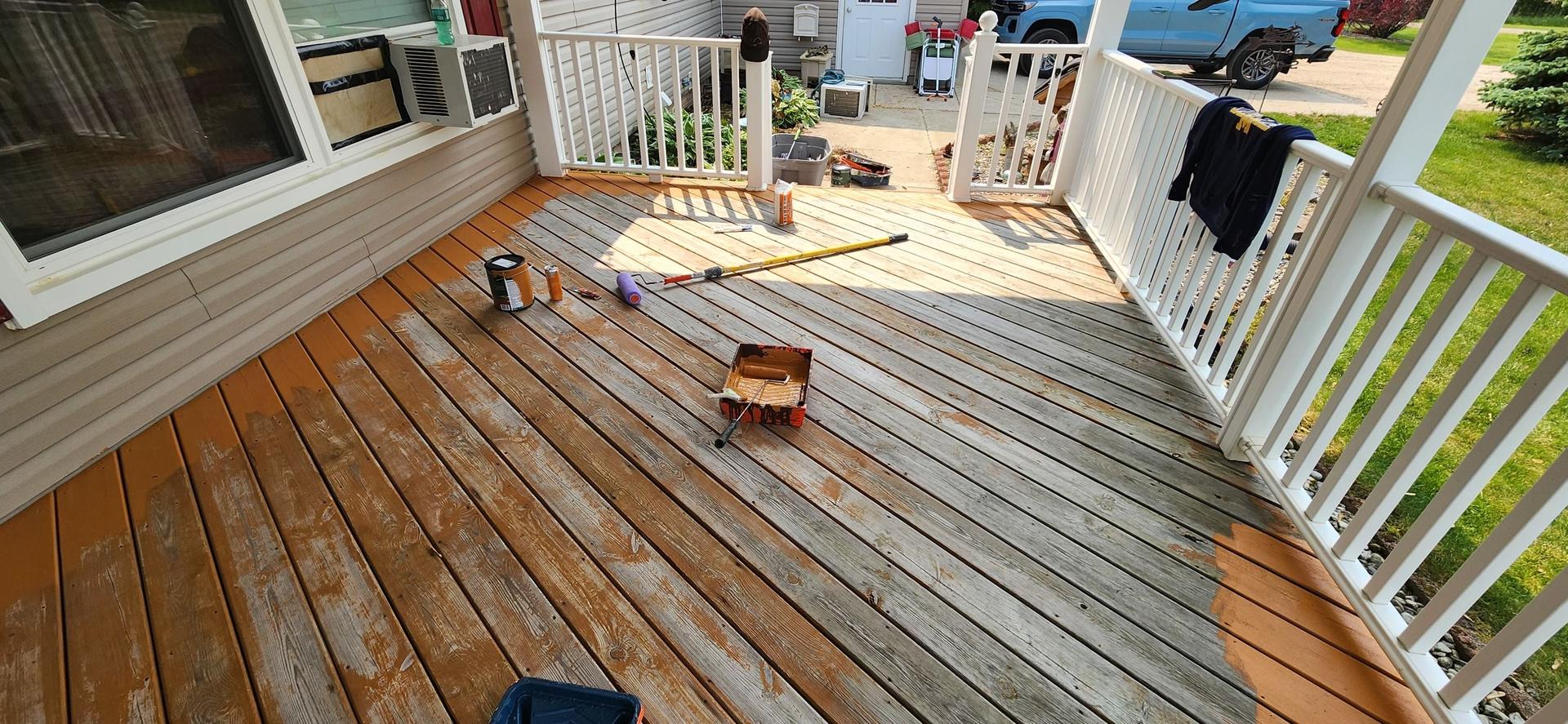 Freshly cleaned decks and gazebo after power washing in Prescott, MI